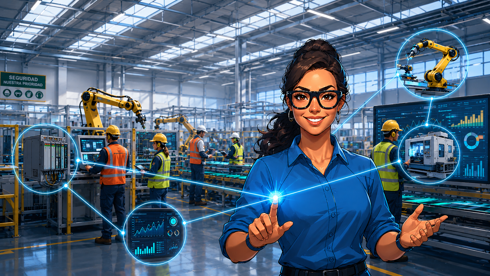 Industrial manufacturing engineer with machine PLC Robot data from Ignition